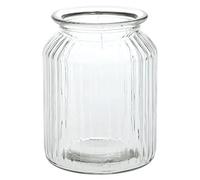 matches21 Decorative Vase Glass Vase Grooved Surface Planter Flower Pot Cylinder Shape Glass Clear Pack of 1 Diameter 11 x 14.5 cm