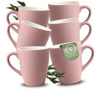 matches21 HOME & HOBBY Coffee Cups Set of 6 Ceramic 340 ml Tea Cups for 6 People in Pink, Coffee Mugs Dishwasher Safe