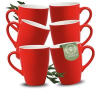 matches21 HOME & HOBBY Coffee Cups Set of 6 Ceramic 340 ml Tea Cups for 6 People in Red, Coffee Mugs Dishwasher Safe