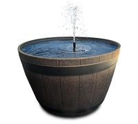 matches21 HOME & HOBBY Outdoor Solar Fountain Set - Large 51 cm Wooden Barrel Look Bowl Brown as Garden Fountain