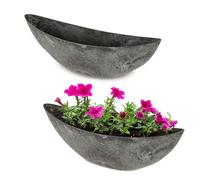 matches21 HOME & HOBBY Oval Plant Pots for Outdoors - 2 Large 55 cm Stone Look Plant Pots as Garden Flower Pots