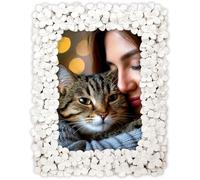 matches21 HOME & HOBBY Resin Photo Frame 20 x 30 cm Rectangular Photo Frame White with 3D Floral Pattern for Standing