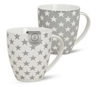 matches21 HOME & HOBBY XXL Coffee Cups Set of 2 Porcelain 600 ml Tea Cups for 2 People with Winter Stars