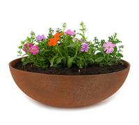 matches21 Plant Bowl for Outdoor Use - Decorative Bowl in Rust Look Dark Grey as Flower Pot Plant Pot - Tall Bowl in 45 cm for Garden, Balcony or Cemetery as Grave Decoration