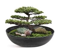 matches21 Plant Bowl for Outdoor Use - Large Vintage Decorative Bowl Black Marbled as Flower Pot Plant Pot - Bowl in 37 x 10.5 cm as Garden Bird Bath Balcony Decoration or Cemetery Grave Bowl