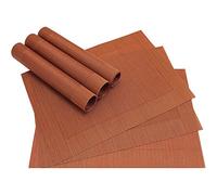 matches21 Table mat placemat BORDA Table Underlay 6 Pieces Set Terracotta Copper Woven from Synthetic 46x33 cm Washable