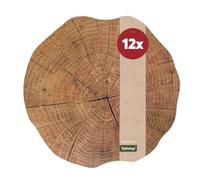 matches21 Table mat placemat Motiv Trunk Bole Tree Slice Wood Optics Brown 12 Pieces Set Round Ø 38 cm from Synthetics Place Set impermeable Washable