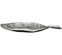 matches21 Tray Leaf Decorative Plate Leaf Shape Decorative Bowls Plates Home Decoration Aluminium Silver 1 Piece 23 x 17 x 2.5 cm