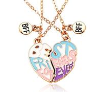 Matching Best Friends Forever Necklaces for 2 Best Friends BFF Anniversary Christmas Gifts Pop Style BFF Letter Friendship Necklace Spliting Connecting Heart Puzzle Necklaces for Bestie Birthday Gift
