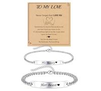 Matching Bracelets, Couple Bracelet Anniversary Couple Gifts for Him and Her Boyfriend and Girlfriend Stainless Steel Relationship Bracelets Birthday Gifts for Her Wife Husband Anniversary Jewelry for