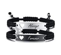 Matching Bracelets for Couple Gifts Christmas - Always & Forever Engraved Mutual Attraction Heart Magnetic Bracelets for Lover Him Her Soulmates Friend for Promise Anniversary Valentine's Day