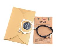 Matching Bracelets For Couples | Dinosaur Glow Beads Half Heart Bracelet For Graduation - Best Friend Heart Bracelet With Adjustable Cord For Valentines Day