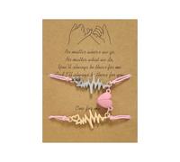 Matching Bracelets for Couples ECG Suction Bracelet Rainbow Woven Thread Heart-Shaped Pendant Soulmate Friendship Bracelet Forever Infinity Jewelry Long Distance Relationship Gifts for Women Her Him