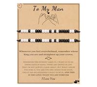Matching Bracelets for Couples Valentines Day Gifts for Him Her Adjustable Morse Code Bracelet with Beads to My Man I Love You Gifts for Him Anniversary Birthday Jewelry