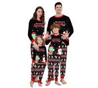 Matching Christmas Family Pajamas, Cute Santas Dinosaur Pyjama Noel Famille, Parent-Child Loungewear Sleepwear Holiday Outift Black