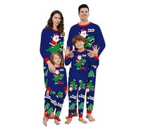 Matching Christmas Family Pajamas, Cute Santas Dinosaur Pyjama Noel Famille, Parent-Child Loungewear Sleepwear Holiday Outift, Dad M Blue