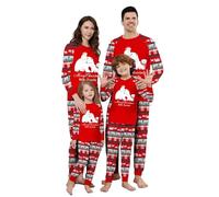 Matching Christmas Family Pajamas, White Bear Xmas Pyjama Noel Famille, Parent-Child PJS Loungewear Sleepwear Xmas Couples Pyjamas, Mom L