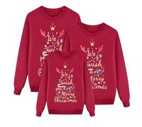 Matching Christmas Jumpers Family Long Sleeve Round Neck Reindeer Printed Novelty Sweatshirts Casual Loose Fit Xmas Jumper Comfortable Soft Pullover Tops Holiday Christmas Outfit Women