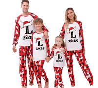 Matching Christmas Pjs for Family 2025 A-Z Letters Graphic Xmas Pyjamas Matching Family Christmas Pyjamas Set for Women Men Family Nightwear Sleepwear Loungewear