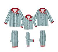 Matching Christmas Pjs for Family Silk Satin Xmas Pyjamas Sets Striped Long Sleeve Shirts & Bottoms Comfy Sleepwear Nightwear Loungewear for Women Men Kids Army Green 12-13Years