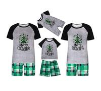 Matching Christmas Pyjamas-Family Christmas Pyjamas Set,Christmas Pyjamas Pjs for Family with Tree,Plaid Xmas Pyjama,Christmas Pajamas Couples Adults Kids Baby H2 Green S