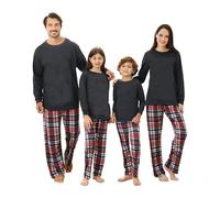 Matching Christmas Pyjamas-Family Christmas Pyjamas Set,Cotton Christmas Pyjamas Pjs for Family with Elk,Plaid Xmas Pyjama Bottom,Christmas Pajamas for Family Couples Adults Kids Baby