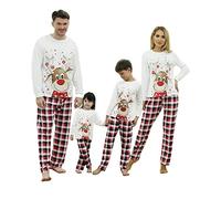Matching Christmas Pyjamas-Family Christmas Pyjamas Set,Cotton Matching Christmas Pjs for Family With Snow Man Xmas Tree,Red Pyjama Bottoms,Christmas Pajamas for Family Couples Adults Kids Xml