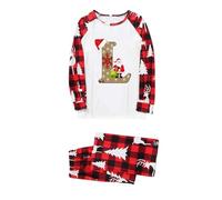 Matching Christmas Pyjamas His and Hers,Matching Christmas Pjs for Family A-Z Letters Graphic Xmas Nightwear Pjs Family Set Crimbo Sleepwear Pyjamas Sets