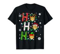 Matching Christmas Santa Hat Ho Ho Ho Leopard Animal Xmas T-Shirt