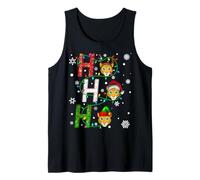 Matching Christmas Santa Hat Ho Ho Ho Leopard Animal Xmas Tank Top