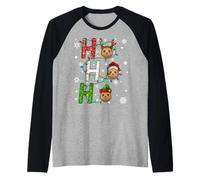 Matching Christmas Santa Hat Ho Ho Ho Quokka Animal Xmas Raglan Baseball Tee
