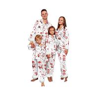 Matching Christmas Silk Pajamas for Family 2025 Button Down Shirts and Pants Satin Xmas Pjs Sets Sleepwear Jammies(White-Women, S)