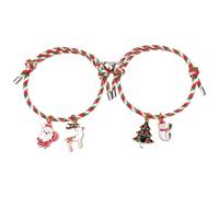 Matching Couple Bracelets Christmas Braided Rope Set Adjustable Lightweight | Metal and Nylon Design, Classic Style for Lovers, Daily Outfits, Festival Events, Birthday, Wedding or Anniversary