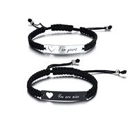 Matching Couple Bracelets for Him Her | I Am Yours/You are Mine Engraved Love Quote Mutual Attraction Nameplate Braided ID Couple Bracelets Set, for Couple Lover Him Her Boyfriend Girlfriend