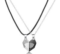 Matching Couple Necklaces,Magnetic Heart Pendant Set for Him and Her Perfect Valentine's Day Gift for Men and Women - 2pcs Couples Necklace Set