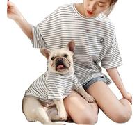 Matching Dog and Owner Clothes,Striped Dog Shirts for Small Medium Large Dogs Cats,Mama and Pet Shirts are Sold Separately(Pet-White,Pet XL-Chest 19.7")