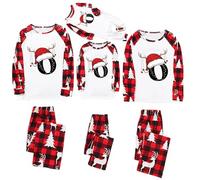 Matching Family Christmas Pajamas Funny Novelty Cute Xmas Word Print Sleepwear Funny Pajamas Sloth Pyjamas Xmas Pjs For Women Long Sleeve Tshirt Top Plaid Pant Set For Men Women Kids Baby Onesie