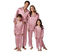 Matching Family Christmas Pyjamas, Christmas Matching Pajamas For Family, Mens Women's Pyjama Sets Long Sleeve Silk Satin Xmas Pjs Set, Xmas Sleepwear Nightwear For Women Men Adult Kid, Couple Pj