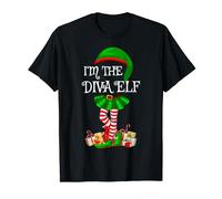 Matching Family Women Girls I'm The Diva Elf Christmas T-Shirt