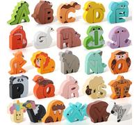 (Matching Game) 52pcs Wooden Alphabet Animal Puzzles | ABC Peg Puzzles for Kids Ages 3-5, Learning Activities Toys, Christmas Present, Matching Game for Students