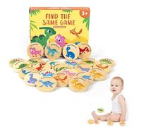 Matching Game Dinosaur Toys - Wooden Dinosaur Memory Match Game for Kids 4-8, Educational Brain Teaser & Learning Toy | Safe Round Stacking Toys, Not Hurt Hands, 7.09x5.9x1.57 Inch