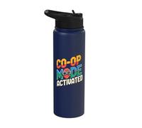 Matching Gamer Couple Retro Gaming Co-Op Mode Activated Stainless Steel Insulated Water Bottle