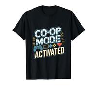 Matching Gamer Couple Retro Gaming Co-Op Mode Activated Value Graphic T-Shirt, Men, Black, S