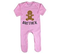 Matching Gingerbread Men Family - Brother Baby Romper Jumpsuit with feet, 0-3 Months, Pastel Pink