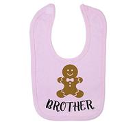 Matching Gingerbread Men Family - Brother Cotton Baby bib - Pastel Pink