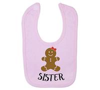 Matching Gingerbread Men Family - Sister Cotton Baby bib - Pastel Pink