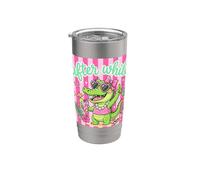 Matching Girls Trip Funny After While Crocodile Pink Striped Stainless Steel Insulated Tumbler