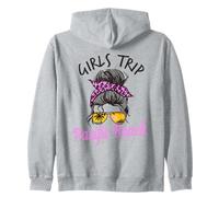 Matching Girls Trip Pacific Beach California Messy Hair Bun Zip Hoodie