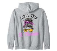 Matching Girls Trip St. Thomas USVI Messy Hair Zip Hoodie