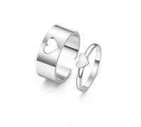 Matching Heart Rings for Couples BFF Promise Rings for Her Him Couples Mother Daughter Rings Stainless Steel High Polished Comfort Fit Engagement Wedding Band Ring Wedding Bridesmaid jewelry Gifts